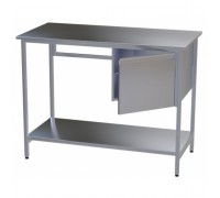 Стол медицинский инструментальный из нержавеющей стали Э-1180/590-ПТП с подвесной тумбой и полкой