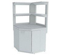 Стол лабораторный угловой  с двумя полками ЛК-950/650 УСК с двумя полками